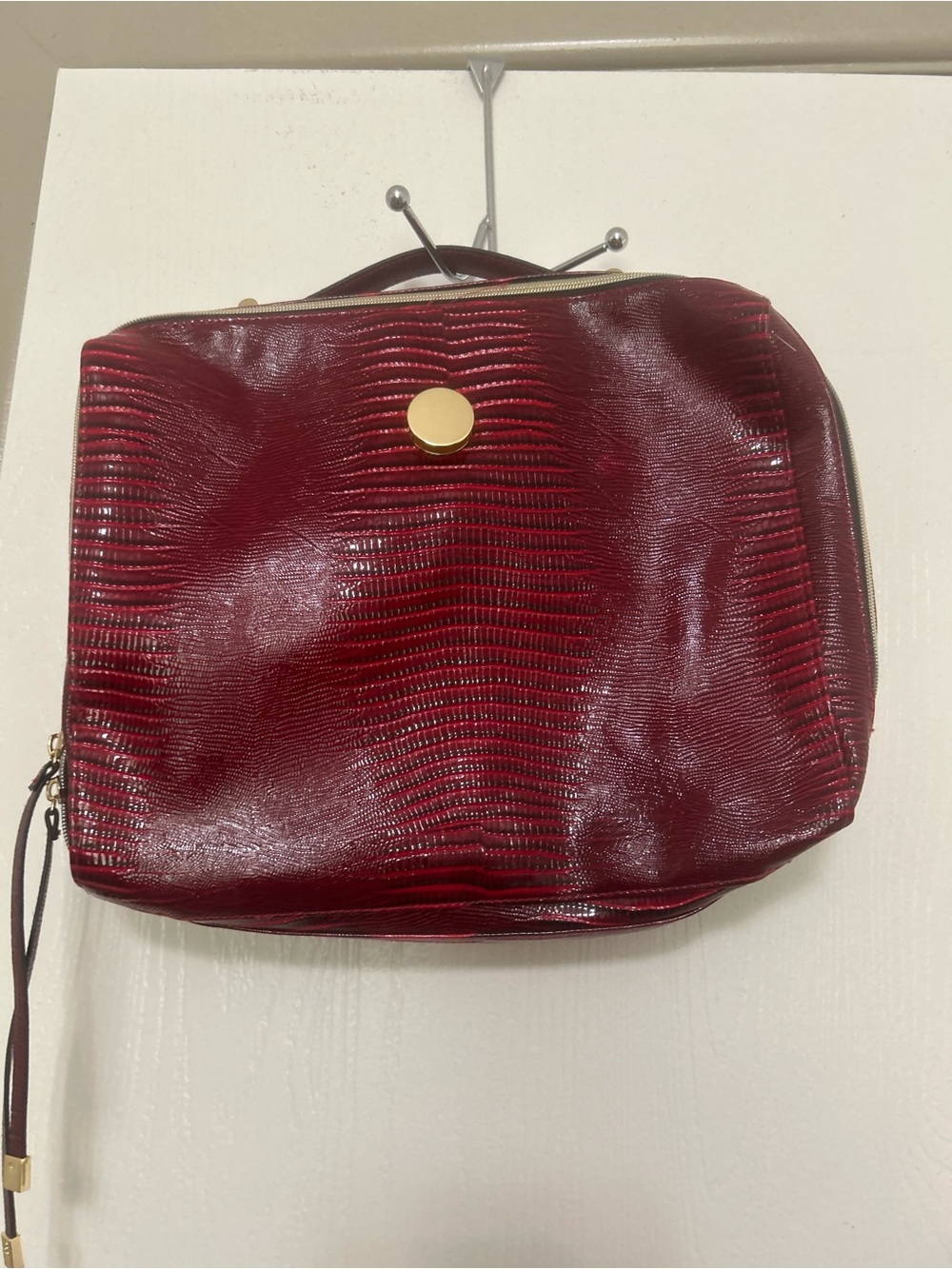 Stella & Dot Burgundy Lizard Embossed Travel Jewelry Organizer Case